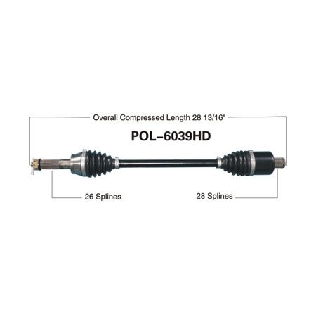 Wide Open Heavy Duty CV Axle for POL HD REAR L/R RZR 900/XP/XP4 POL-6039HD